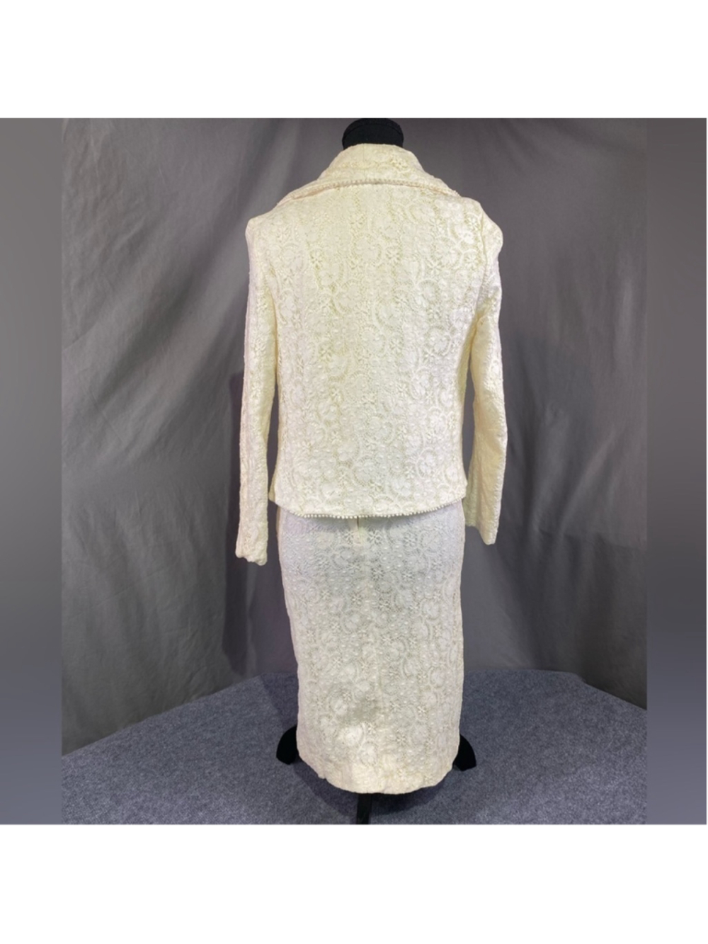 Vintage 60s Dress Set Women 4 D’Allaird’s Floral Lace Mod Dolly Girl Cream - Picture 3 of 16